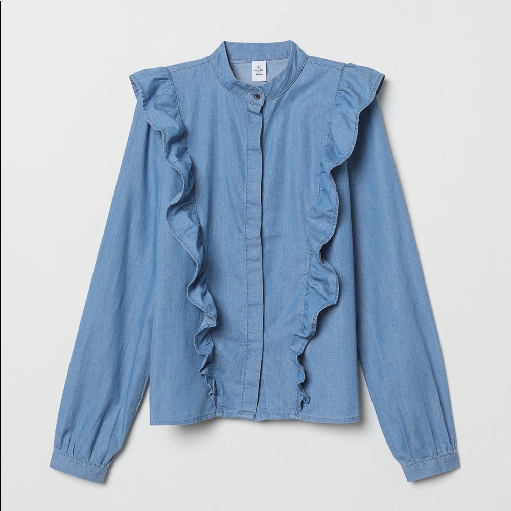 Chambray H&M Ruffle Blouse